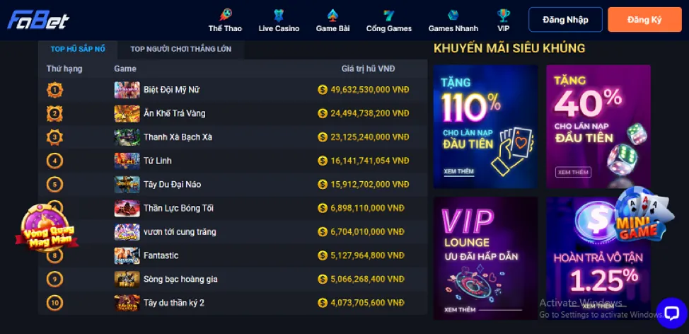 Bước 1: Truy cập m98vn link vào chính thức